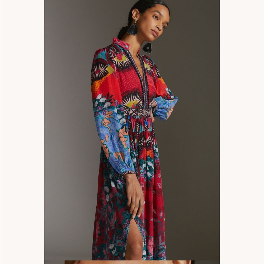 Bhanuni by Jyoti x Anthropologie Beaded Maxi Midi Dress, Size 0 Petite - Picture 15 of 15